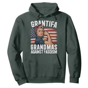 Patriotic Grantifa Hoodie - Grandmas Against Fascism Protest American Flag TS02 Dark Forest Green Print Your Wear