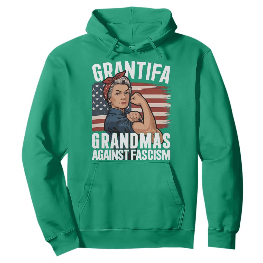 Patriotic Grantifa Hoodie - Grandmas Against Fascism Protest American Flag TS02 Irish Green Print Your Wear