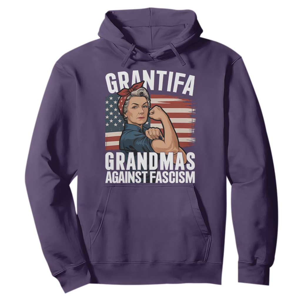 Patriotic Grantifa Hoodie - Grandmas Against Fascism Protest American Flag TS02 Purple Print Your Wear