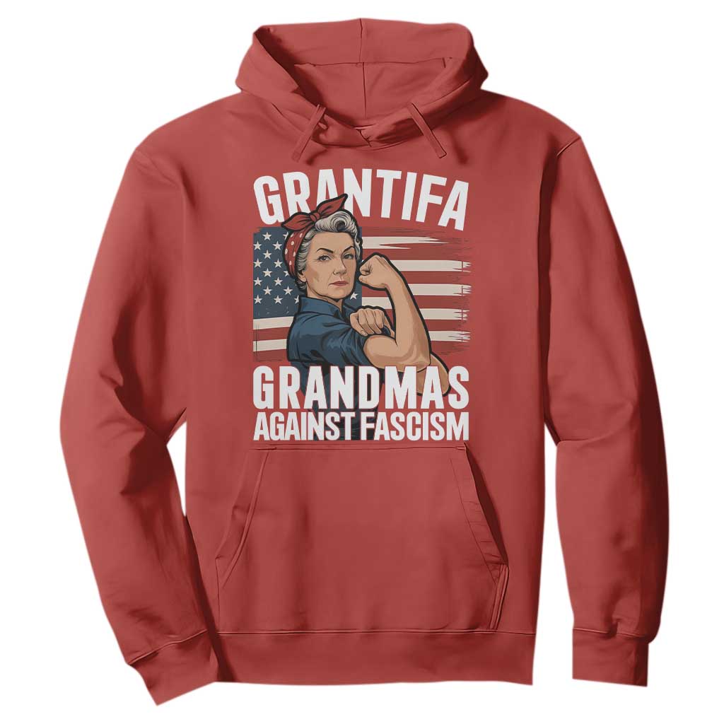 Patriotic Grantifa Hoodie - Grandmas Against Fascism Protest American Flag TS02 Red Print Your Wear