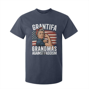 Patriotic Grantifa T Shirt For Kid Grandmas Against Fascism Protest American Flag TS02 Navy Print Your Wear