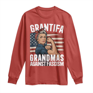 Patriotic Grantifa Long Sleeve Shirt Grandmas Against Fascism Protest American Flag TS02 Red Print Your Wear
