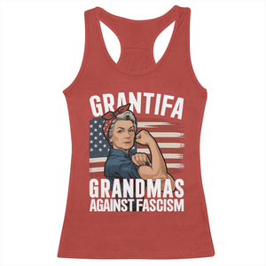 Patriotic Grantifa Racerback Tank Top Grandmas Against Fascism Protest American Flag TS02 Red Print Your Wear