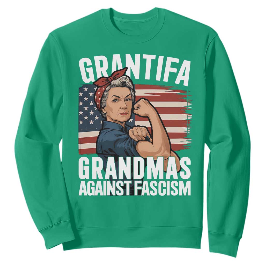 Patriotic Grantifa Sweatshirt Grandmas Against Fascism Protest American Flag TS02 Irish Green Print Your Wear