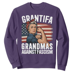 Patriotic Grantifa Sweatshirt - Grandmas Against Fascism Protest American Flag Pullover TS02 Purple Print Your Wear