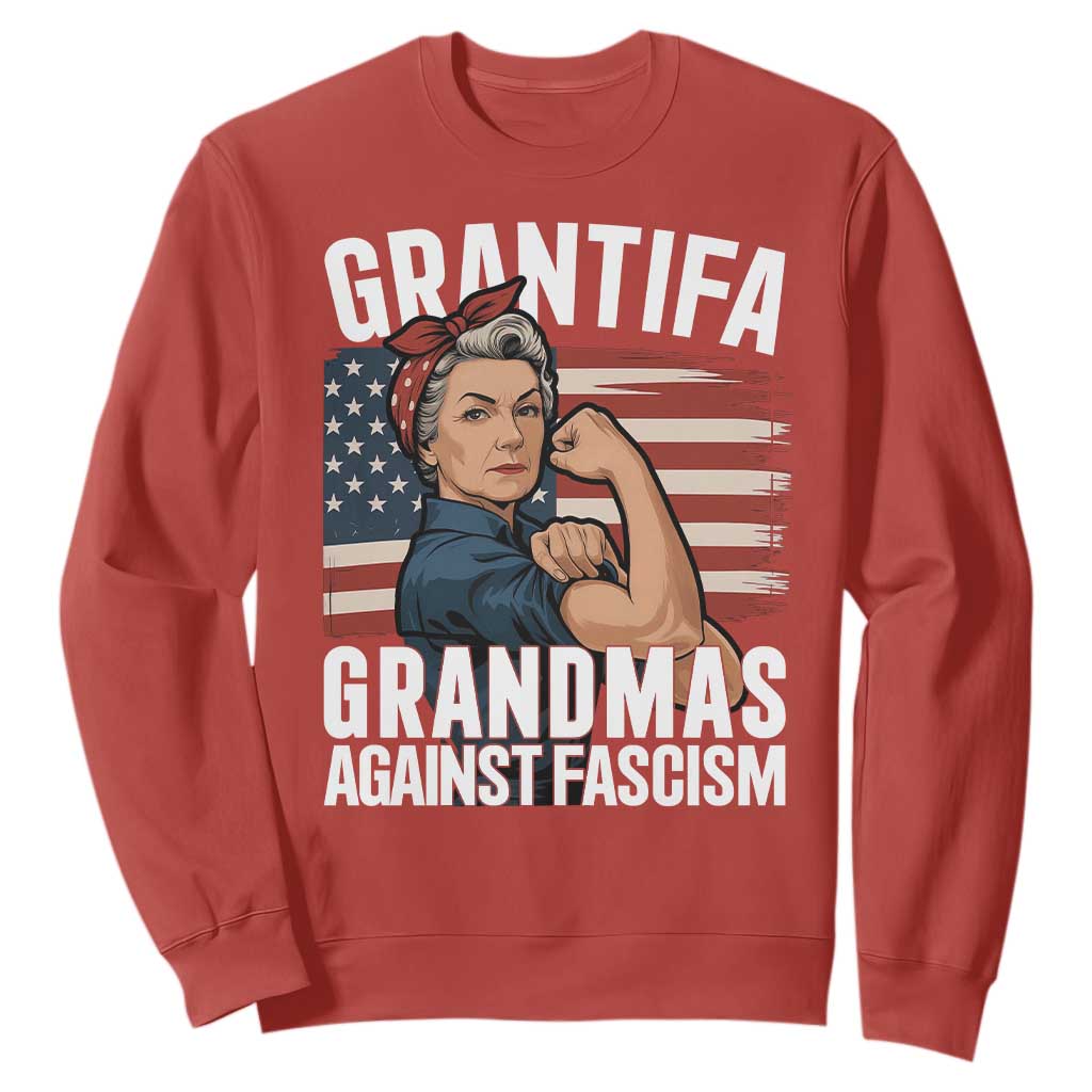 Patriotic Grantifa Sweatshirt Grandmas Against Fascism Protest American Flag TS02 Red Print Your Wear