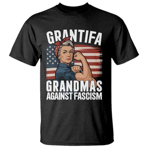 Patriotic Grantifa T Shirt - Grandmas Against Fascism Protest American Flag Tee TS02 Black Print Your Wear