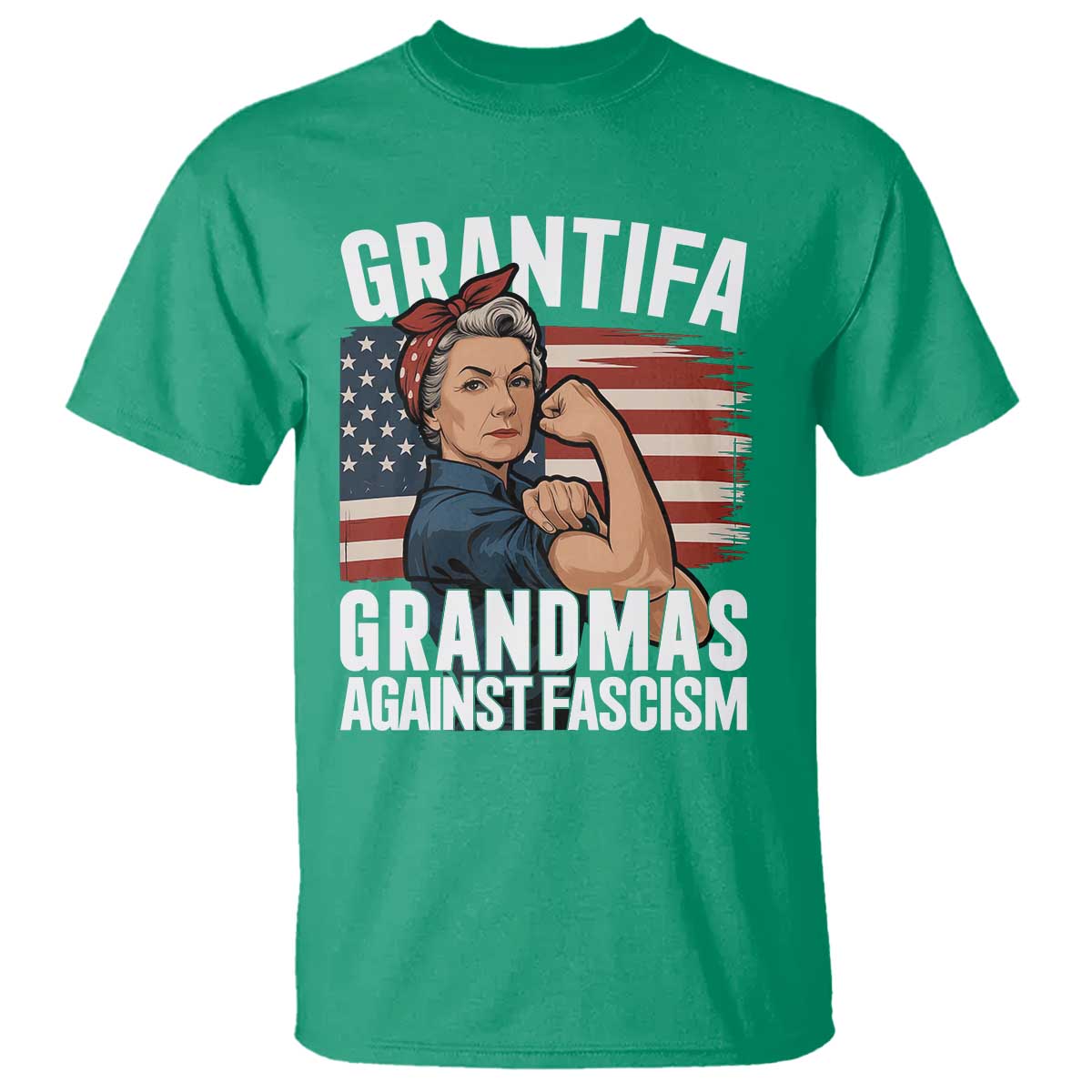 Patriotic Grantifa T Shirt - Grandmas Against Fascism Protest American Flag Tee TS02 Irish Green Print Your Wear