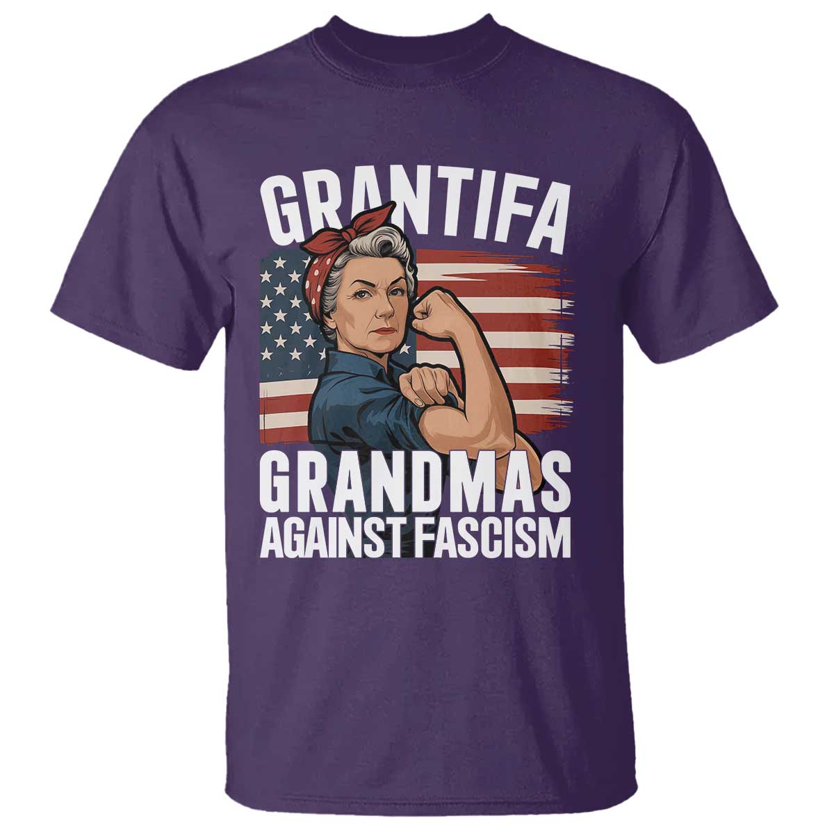 Patriotic Grantifa T Shirt - Grandmas Against Fascism Protest American Flag Tee TS02 Purple Print Your Wear