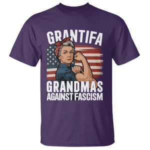 Patriotic Grantifa T Shirt - Grandmas Against Fascism Protest American Flag Tee TS02 Purple Print Your Wear