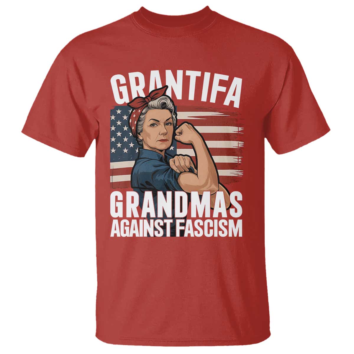 Patriotic Grantifa T Shirt - Grandmas Against Fascism Protest American Flag Tee TS02 Red Print Your Wear