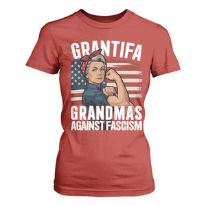 Patriotic Grantifa T Shirt For Women Grandmas Against Fascism Protest American Flag TS02 Red Print Your Wear
