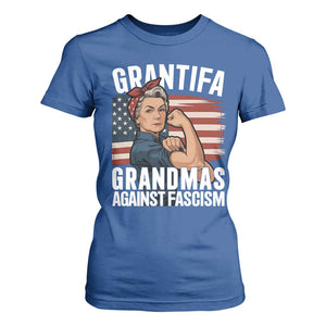 Patriotic Grantifa T Shirt For Women Grandmas Against Fascism Protest American Flag TS02 Royal Blue Print Your Wear