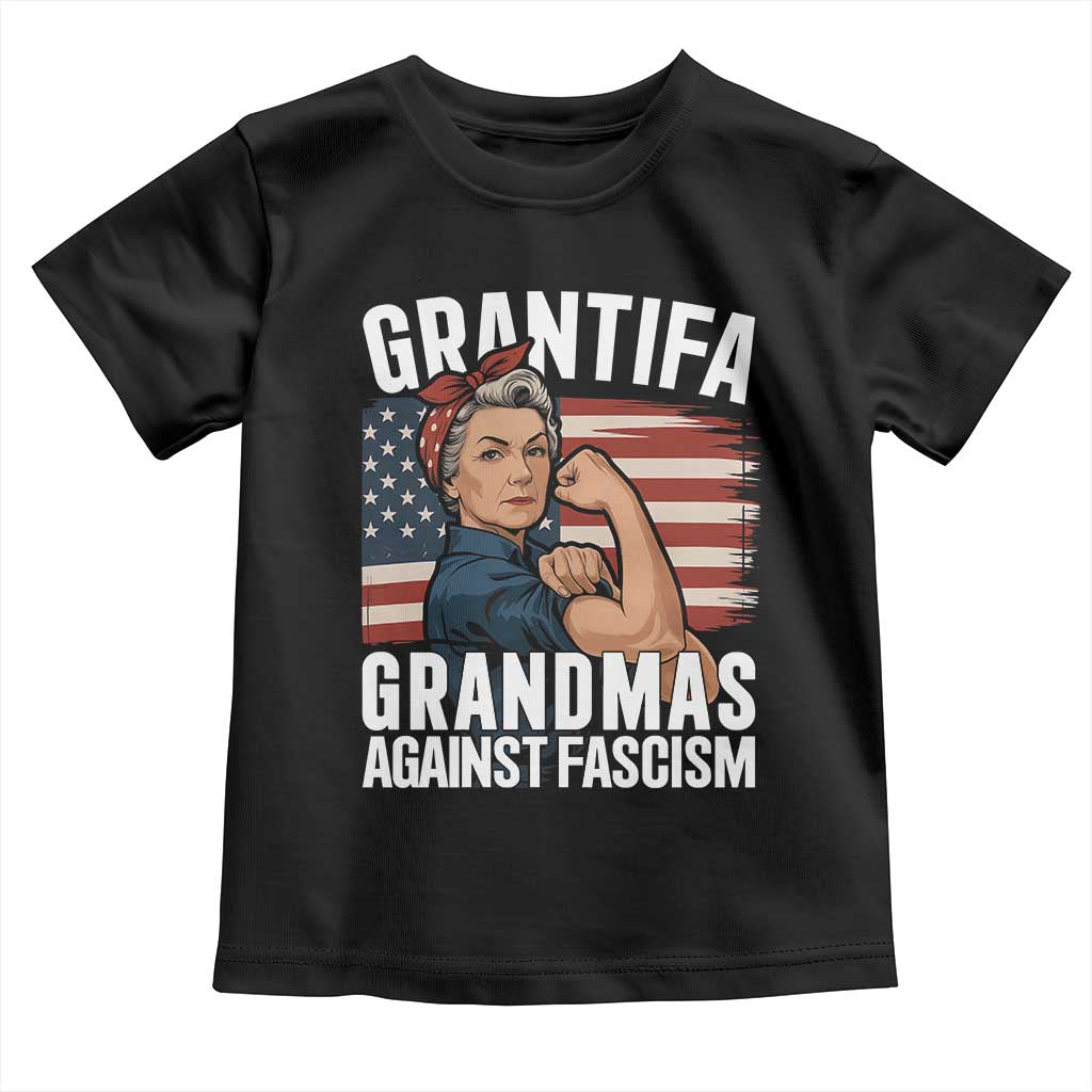 Patriotic Grantifa Toddler T Shirt Grandmas Against Fascism Protest American Flag TS02 Black Print Your Wear
