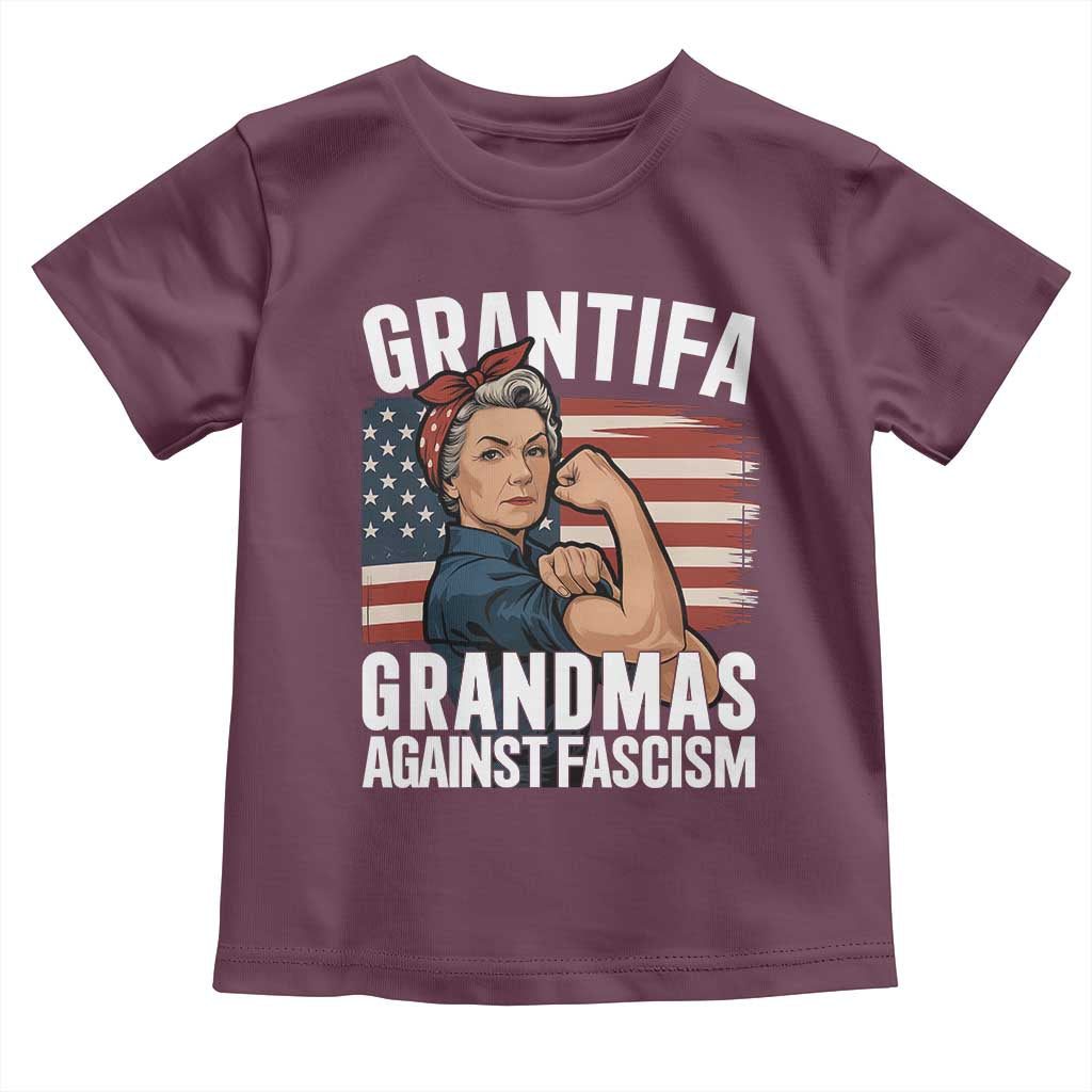 Patriotic Grantifa Toddler T Shirt Grandmas Against Fascism Protest American Flag TS02 Maroon Print Your Wear
