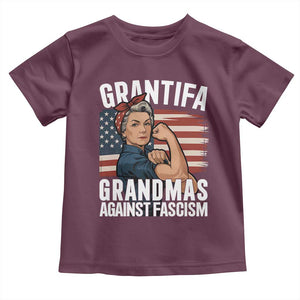 Patriotic Grantifa Toddler T Shirt Grandmas Against Fascism Protest American Flag TS02 Maroon Print Your Wear