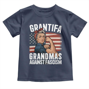 Patriotic Grantifa Toddler T Shirt Grandmas Against Fascism Protest American Flag TS02 Navy Print Your Wear
