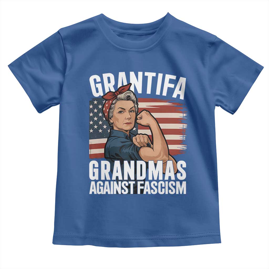 Patriotic Grantifa Toddler T Shirt Grandmas Against Fascism Protest American Flag TS02 Royal Blue Print Your Wear