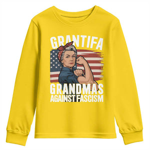 Patriotic Grantifa Youth Sweatshirt Grandmas Against Fascism Protest American Flag TS02 Daisy Print Your Wear