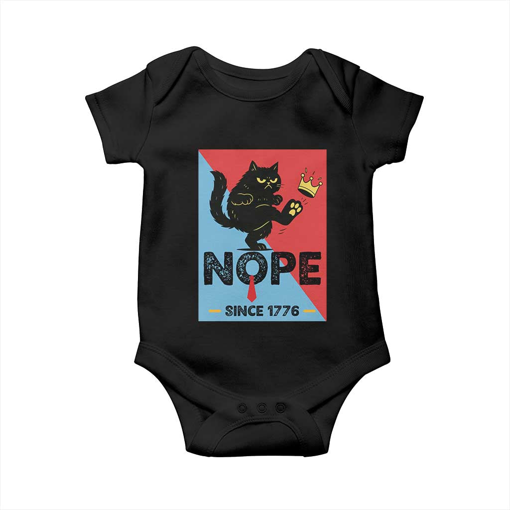 Nope Since 1776 Sarcastic Black Cat Baby Onesie Funny No Kings In America Patriotic Protest TS02 Black Print Your Wear