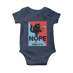 Nope Since 1776 Sarcastic Black Cat Baby Onesie Funny No Kings In America Patriotic Protest TS02 Navy Print Your Wear