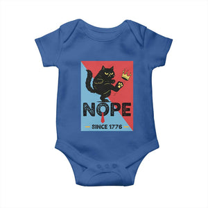 Nope Since 1776 Sarcastic Black Cat Baby Onesie Funny No Kings In America Patriotic Protest TS02 Royal Blue Print Your Wear