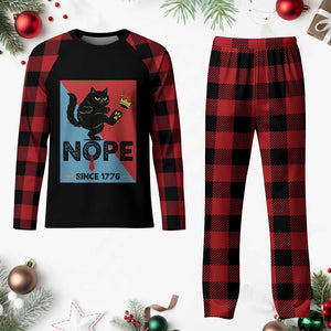 Nope Since 1776 Sarcastic Black Cat Plaid Pajama Set Funny No Kings In America Patriotic Protest TS02 Buffalo Plaid Print Your Wear