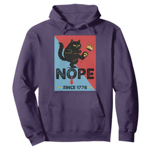 Nope Since 1776 Sarcastic Black Cat Hoodie Funny No Kings In America Patriotic Protest TS02 Purple Print Your Wear