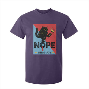 Nope Since 1776 Sarcastic Black Cat T Shirt For Kid Funny No Kings In America Patriotic Protest TS02 Purple Print Your Wear