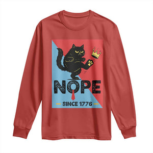 Nope Since 1776 Sarcastic Black Cat Long Sleeve Shirt Funny No Kings In America Patriotic Protest TS02 Red Print Your Wear