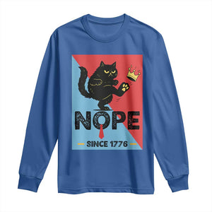 Nope Since 1776 Sarcastic Black Cat Long Sleeve Shirt Funny No Kings In America Patriotic Protest TS02 Royal Blue Print Your Wear