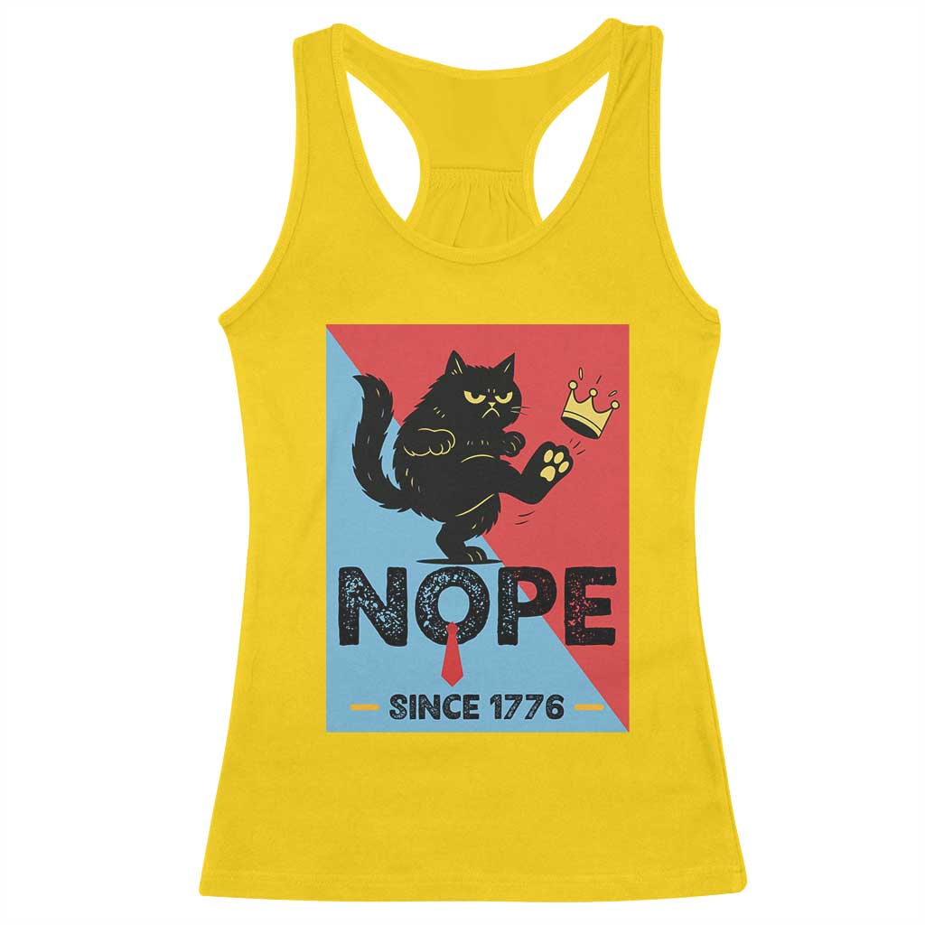 Nope Since 1776 Sarcastic Black Cat Racerback Tank Top Funny No Kings In America Patriotic Protest TS02 Daisy Print Your Wear