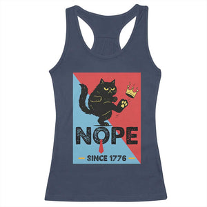 Nope Since 1776 Sarcastic Black Cat Racerback Tank Top Funny No Kings In America Patriotic Protest TS02 Navy Print Your Wear