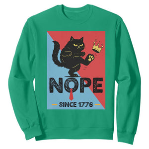 Nope Since 1776 Sarcastic Black Cat Sweatshirt Funny No Kings In America Patriotic Protest TS02 Irish Green Print Your Wear