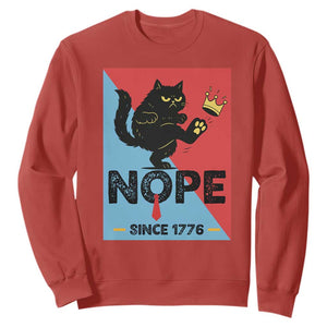Nope Since 1776 Sarcastic Black Cat Sweatshirt Funny No Kings In America Patriotic Protest TS02 Red Print Your Wear