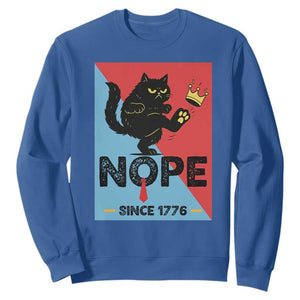 Nope Since 1776 Sarcastic Black Cat Sweatshirt Funny No Kings In America Patriotic Protest TS02 Royal Blue Print Your Wear