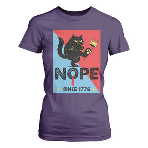 Nope Since 1776 Sarcastic Black Cat T Shirt For Women Funny No Kings In America Patriotic Protest TS02 Purple Print Your Wear