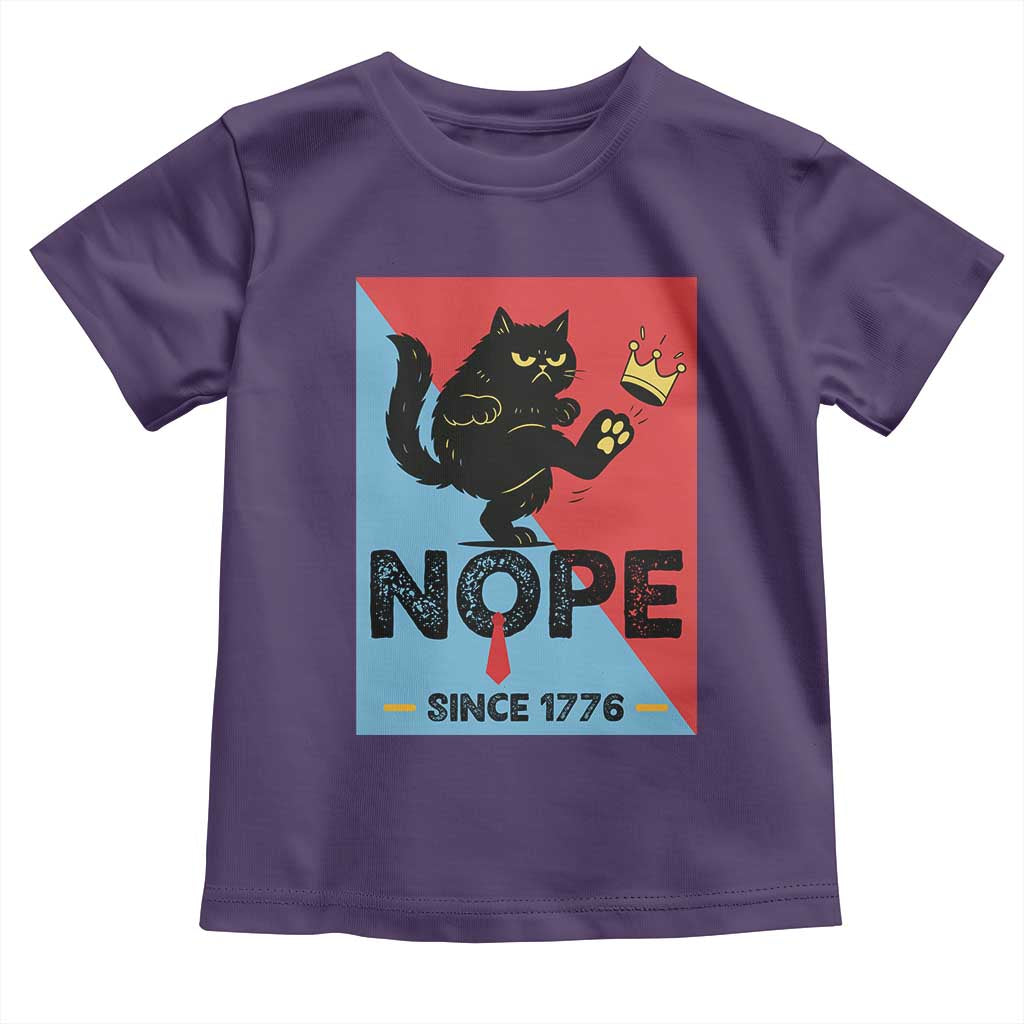 Nope Since 1776 Sarcastic Black Cat Toddler T Shirt Funny No Kings In America Patriotic Protest TS02 Purple Print Your Wear