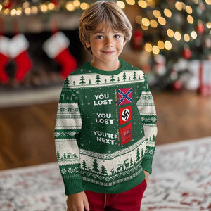 Resist Political Protest Ugly Christmas Sweater History Anti Hate Extremism Authoritarianism TS02 Forest Green Beige Print Your Wear