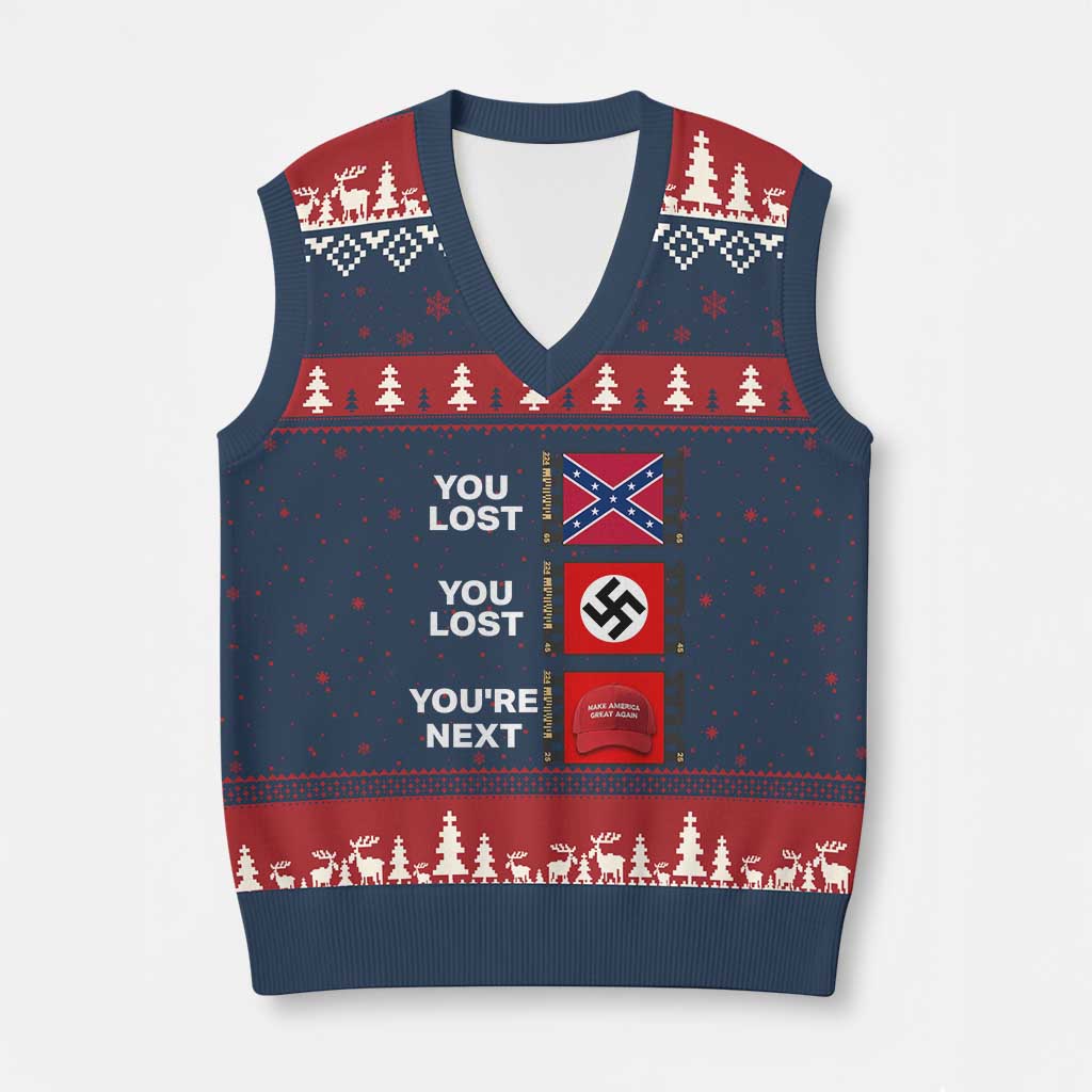 Resist Political Protest V-Neck Knit Sweater Vest History Anti Hate Extremism Authoritarianism TS02 Navy Red Print Your Wear