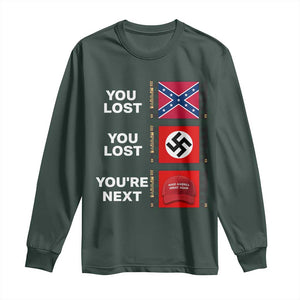 Resist Political Protest Long Sleeve Shirt History Anti Hate Extremism Authoritarianism TS02 Dark Forest Green Print Your Wear