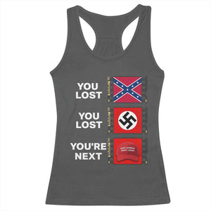 Resist Political Protest Racerback Tank Top History Anti Hate Extremism Authoritarianism TS02 Dark Heather Print Your Wear