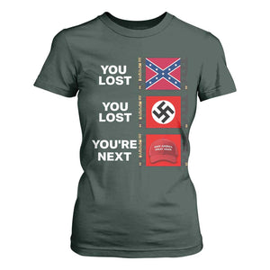 Resist Political Protest T Shirt For Women History Anti Hate Extremism Authoritarianism TS02 Dark Forest Green Print Your Wear