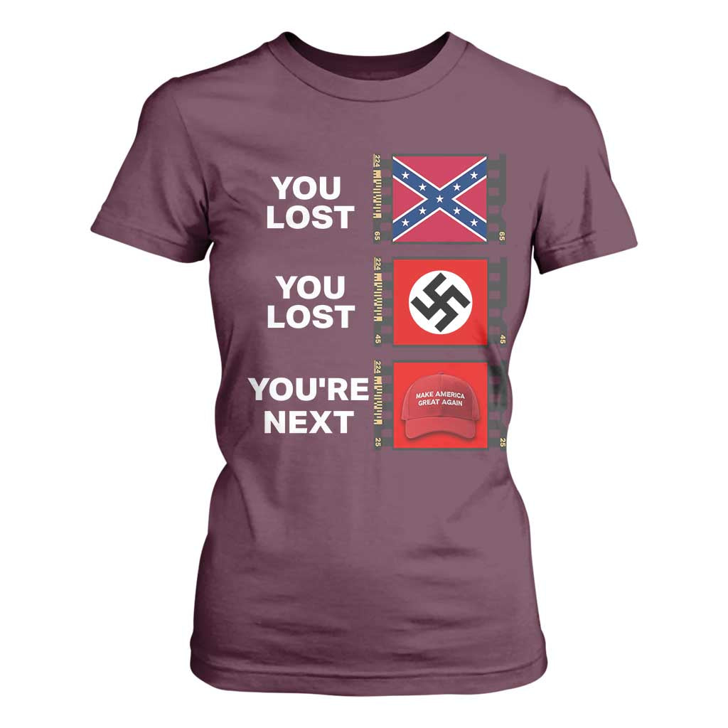 Resist Political Protest T Shirt For Women History Anti Hate Extremism Authoritarianism TS02 Maroon Print Your Wear