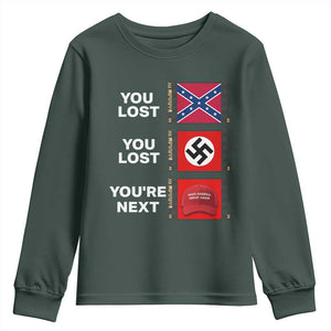 Resist Political Protest Youth Sweatshirt History Anti Hate Extremism Authoritarianism TS02 Dark Forest Green Print Your Wear