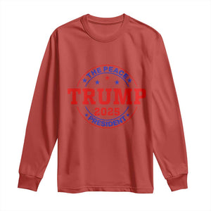 Trump 2025 The Peace President Long Sleeve Shirt Patriotic Campaign Gift for Supporters TS02 Red Print Your Wear