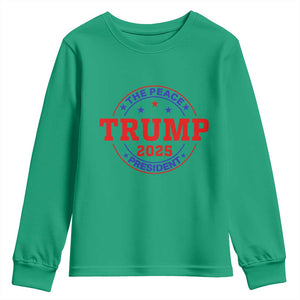Trump 2025 The Peace President Youth Sweatshirt Patriotic Campaign Gift for Supporters TS02 Irish Green Print Your Wear