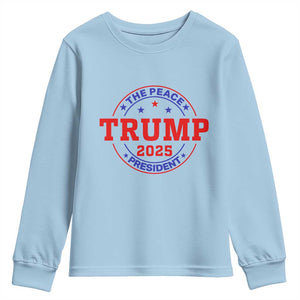 Trump 2025 The Peace President Youth Sweatshirt Patriotic Campaign Gift for Supporters TS02 Light Blue Print Your Wear