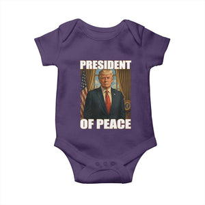 Trump President of Peace Patriotic Baby Onesie Political Statement Gift for Conservatives Supporters TS02 Purple Print Your Wear