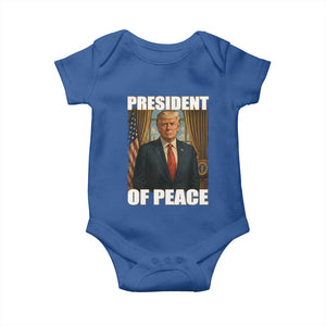 Trump President of Peace Patriotic Baby Onesie Political Statement Gift for Conservatives Supporters TS02 Royal Blue Print Your Wear